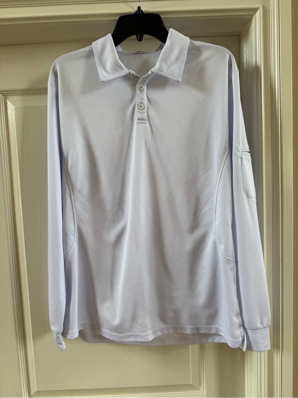 DEYEEK White Polo Casual Collared Long Sleeve Lightweight Shirt Mens Large